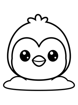 Free printable Cute Baby Penguin Chick In Snow coloring page