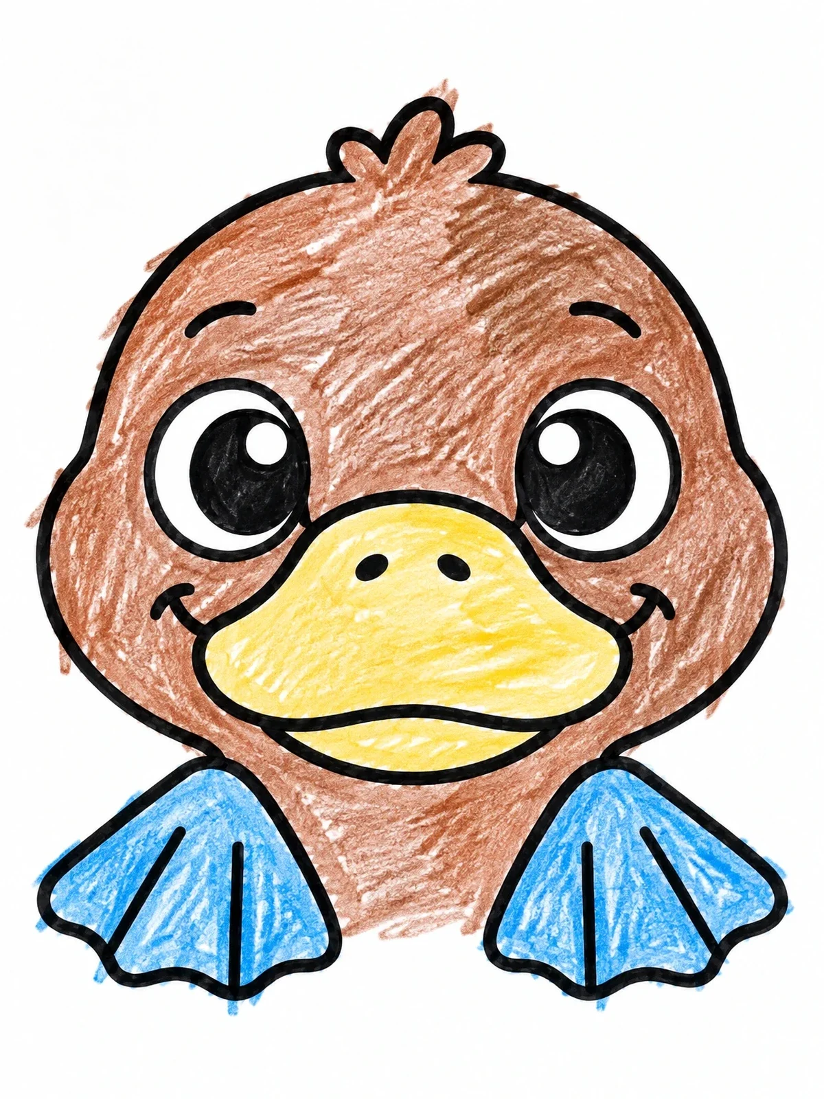 Colored example of the Cute Baby Platypus Face coloring page