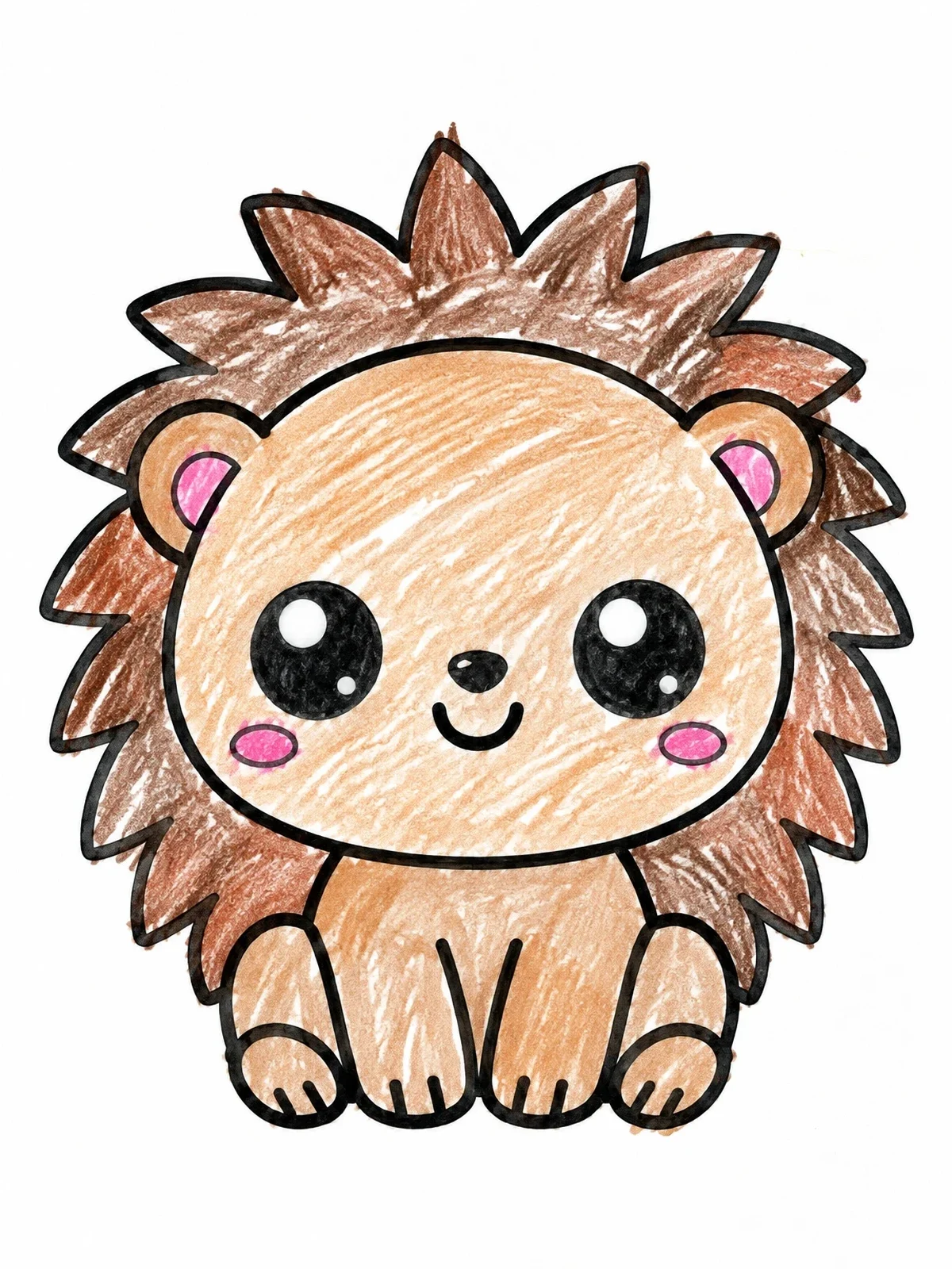 Colored example of the Cute Baby Porcupine Sitting coloring page