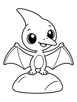 Free printable Cute Baby Pteranodon On A Rock coloring page