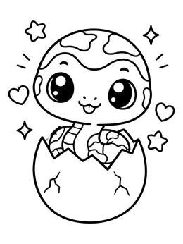Free printable Cute Baby Python Hatching From Egg coloring page