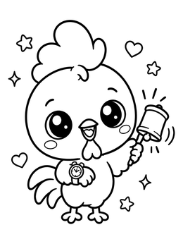 Free printable Cute Baby Rooster Alarm Clock coloring page