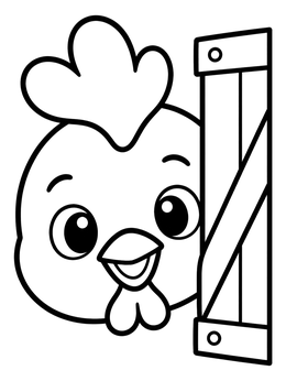 Free printable Cute Baby Rooster Peeking Out coloring page