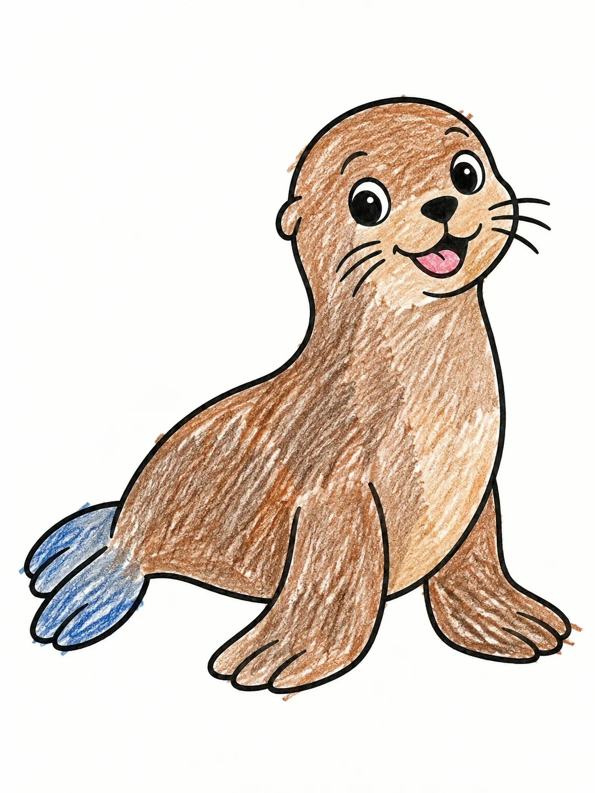 Colored example of the Cute Baby Sea Lion Pup coloring page