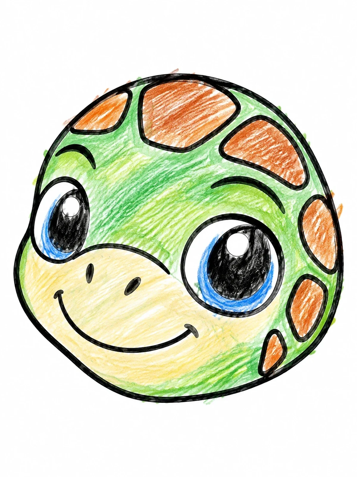 Colored example of the Cute Baby Sea Turtle Face coloring page