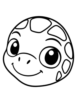A cute sea turtle coloring page showing a smiling baby turtle head.