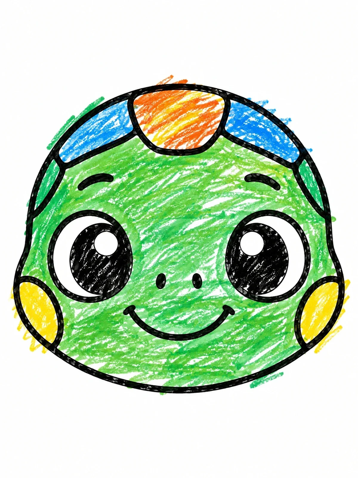 Colored example of the Cute Baby Sea Turtle Face coloring page