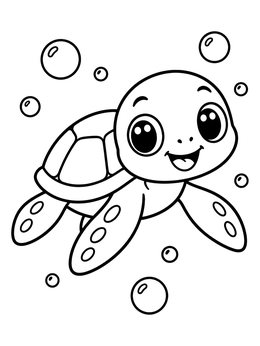 Free printable Cute Baby Sea Turtle Swimming coloring page