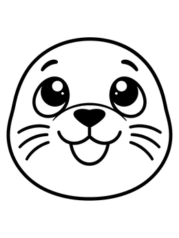 A simple seal coloring page showing a happy seal face looking upwards.
