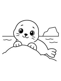Free printable Cute Baby Seal On Ice coloring page