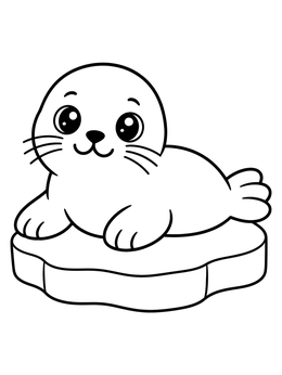 Free printable Cute Baby Seal On Ice coloring page