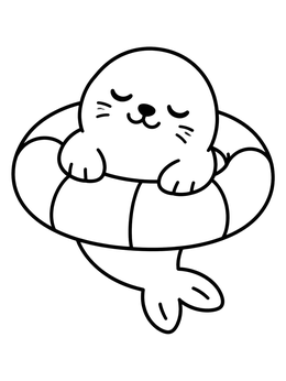 Free printable Cute Baby Seal In Swim Ring coloring page