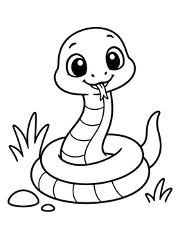 Free printable Cute Baby Snake In Grass coloring page