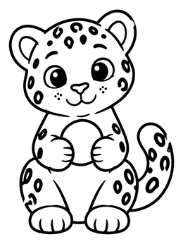 Free printable Cute Baby Snow Leopard With Pebble coloring page