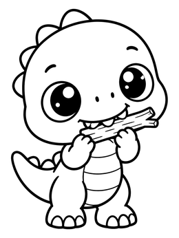 Free printable Cute Baby T Rex Chewing A Stick coloring page