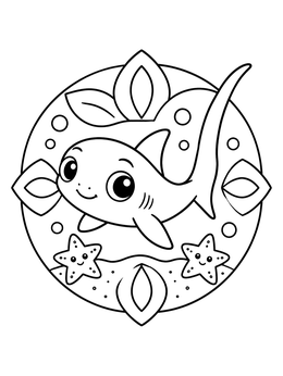 Free printable Cute Baby Thresher Shark coloring page