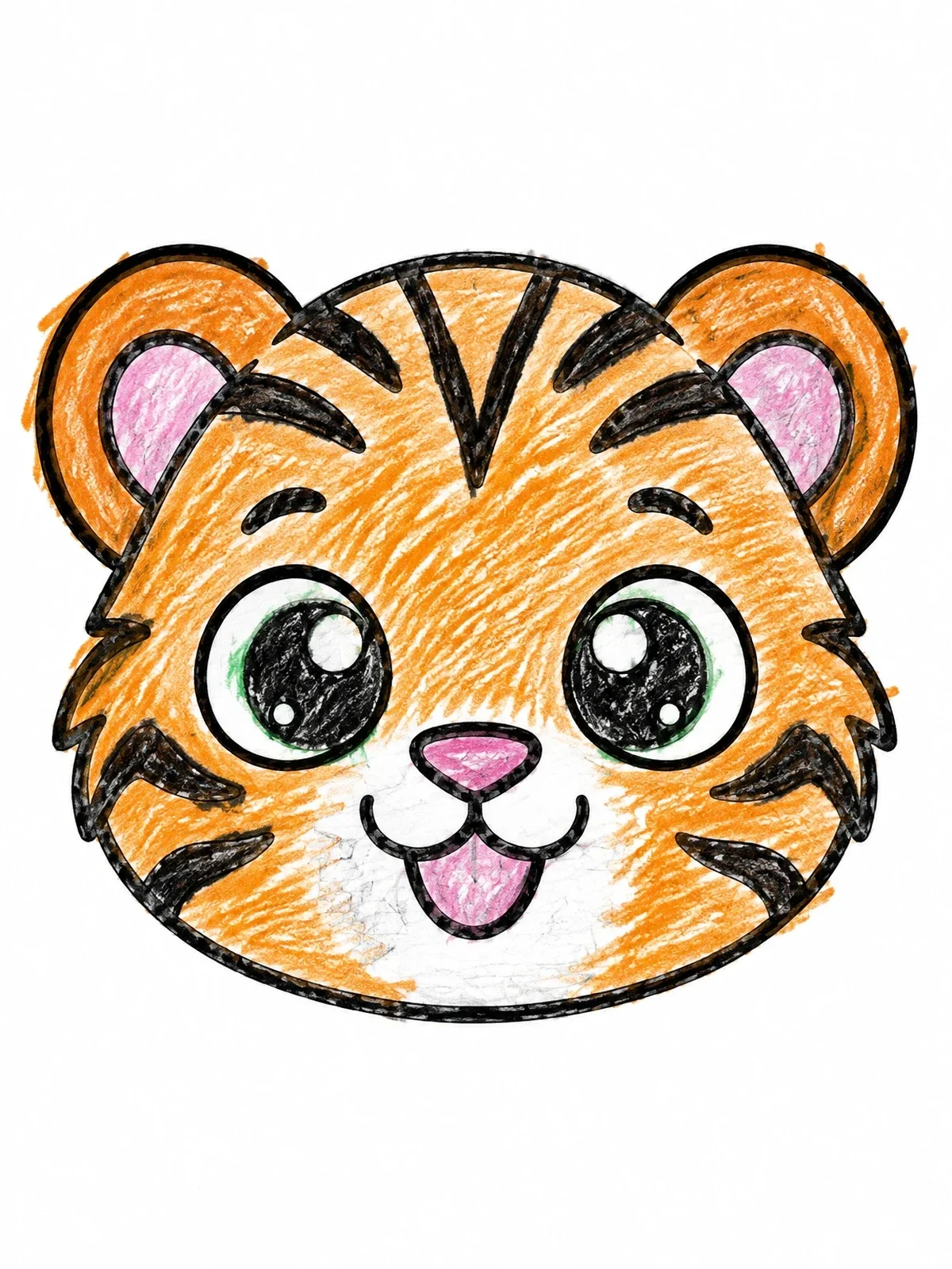 Colored example of the Cute Baby Tiger Face coloring page
