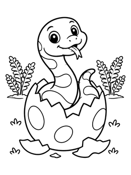 Free printable Cute Baby Titanoboa Hatching From Egg coloring page