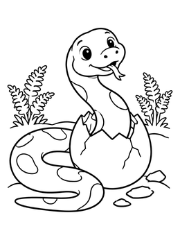 Free printable Cute Baby Titanoboa Hatching From Egg coloring page