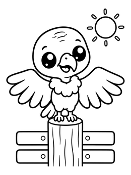 Free printable Cute Baby Turkey Vulture In Sun coloring page