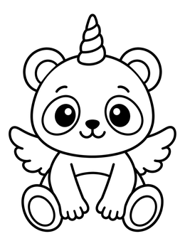 Free printable Cute Baby Unicorn Panda coloring page