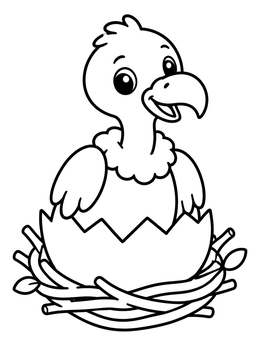 Free printable Cute Baby Vulture Hatching In Nest coloring page