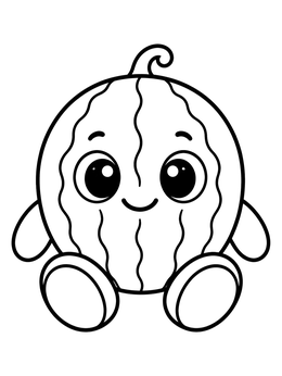 Free printable Cute Baby Watermelon Character coloring page
