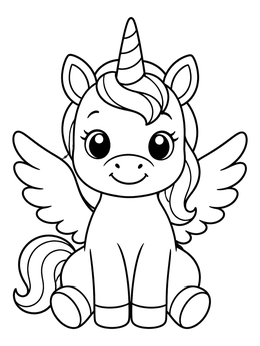 Free printable Cute Baby Winged Unicorn coloring page