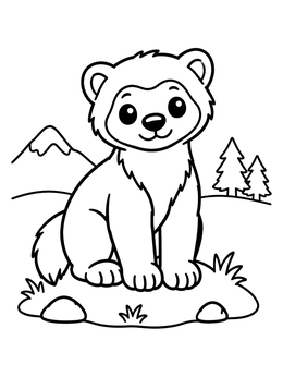 Free printable Cute Baby Wolverine In The Mountains coloring page