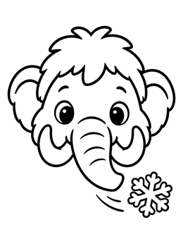 Free printable Cute Baby Woolly Mammoth Face coloring page