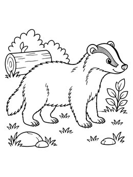 Free printable Cute Badger In The Forest coloring page