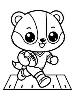 Free printable Cute Badger Playing Football coloring page