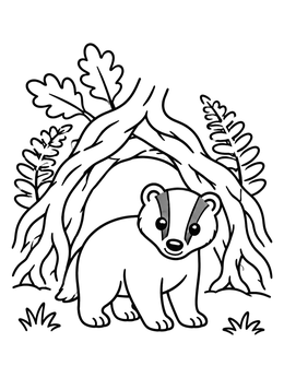 Free printable Cute Badger At Sett Entrance coloring page