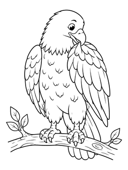 Free printable Cute Bald Eagle Preening On Branch coloring page