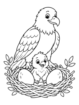 Free printable Bald Eagle Family In Nest coloring page