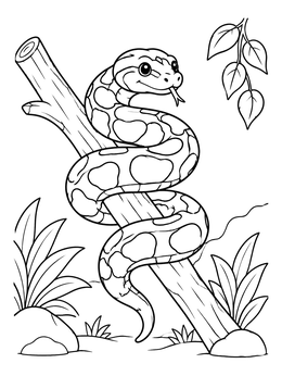 Free printable Cute Ball Python On A Branch coloring page