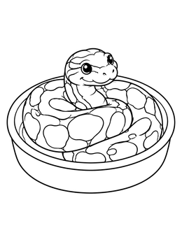Free printable Cute Ball Python In Water Dish coloring page