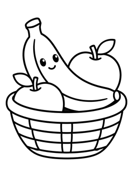 Free printable Cute Banana In Fruit Basket coloring page