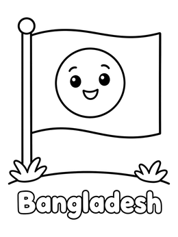 Free printable Cute Bangladesh Flag With Smile coloring page