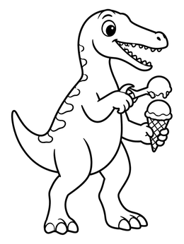 Free printable Cute Baryonyx With Ice Cream Cone coloring page