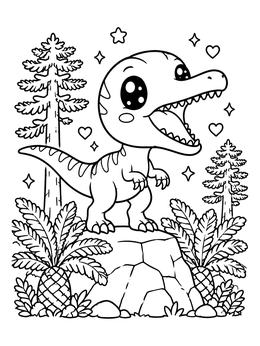 Free printable Cute Baryonyx Roaring On Rock coloring page