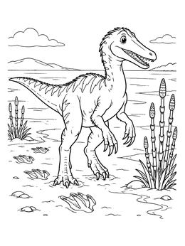 Free printable Cute Baryonyx On Tidal Flat coloring page