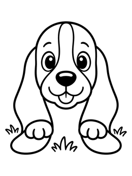 Free printable Playful Basset Hound Puppy With Droopy Ears coloring page