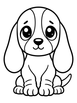 Free printable Cute Basset Hound Puppy Sitting coloring page