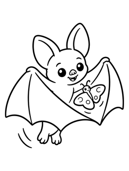 Free printable Cute Bat And Flying Moth coloring page
