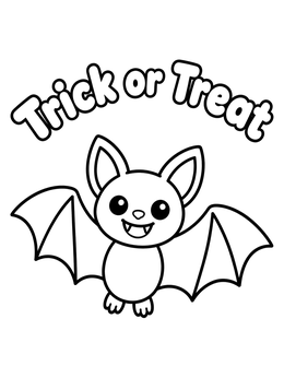 Free printable Cute Bat Trick Or Treat coloring page