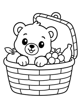 Free printable Bear Cub In A Picnic Basket coloring page