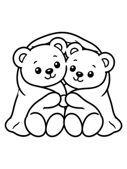 Free printable Cute Bear Cubs Sharing A Blanket coloring page