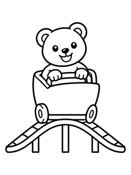 Free printable Cute Bear On Roller Coaster coloring page