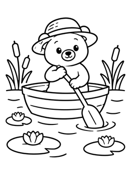Free printable Cute Bear In A Rowboat coloring page